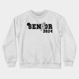 Vintage typo Senior 2024 Running Football player Student Gift Us Flag Crewneck Sweatshirt